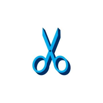Vector scissors icon isometric. 3d sign isolated on white background. Illustrazione stock