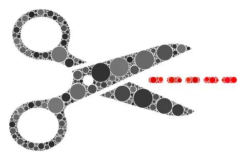 Vector Scissors line Collage of Dots Stock Illustration