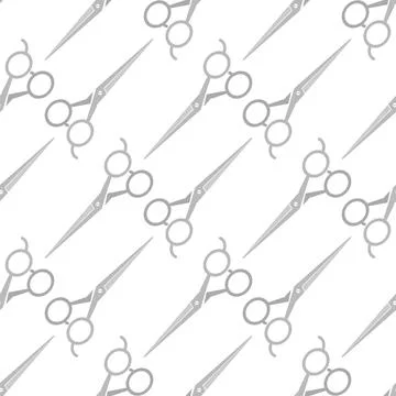 Vector scissors seamless pattern on white background Stock Illustration
