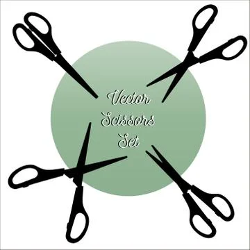 Vector scissors set. Black silhouettes Stock Illustration