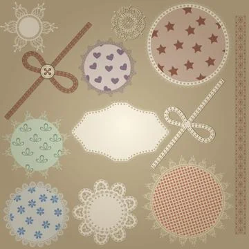 Vector scrapbook design elements,  patterns can  be used separately: bows, bu Stock Illustration