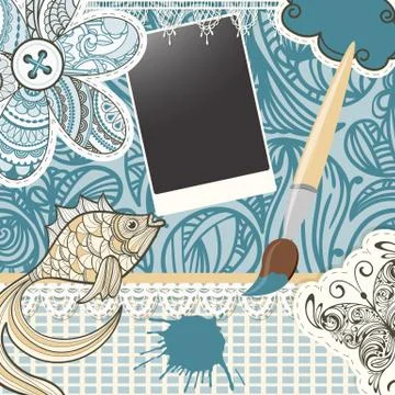 Vector scrapbook design pattern on seamless  background Stock Illustration