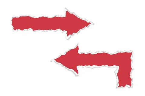 Vector scraps in the form of arrows, pointers. Torn pieces of paper on a white Stock Illustration