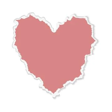 Vector scraps in the shape of a heart. Torn pieces of paper on a white Illustrazione stock