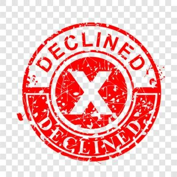 Vector, Scratch Circle Red Rubber Stamp, Declined, at transparent effect back Stock Illustration