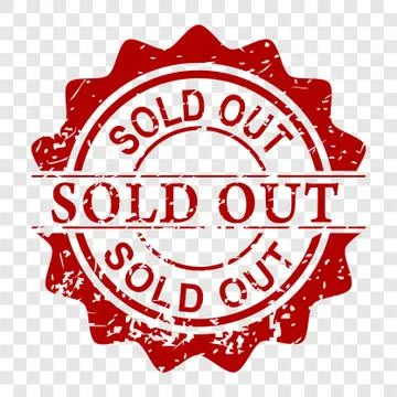 Vector Scratch Red Circle Rubber Stamp, Sold Out, at transparent effect backg Stock Illustration