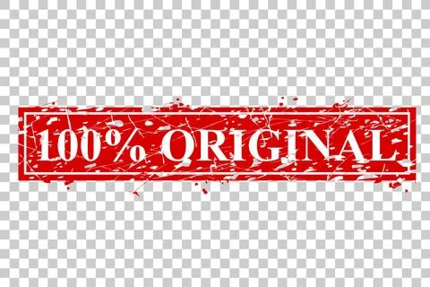 Vector Scratch Red Rectangle Rubber Stamp, 100% Original, Isolated on White Stock Illustration