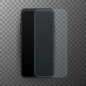 Vector screen protector film or glass cover. Screen protect Glass. Realistic  Ilustración de archivo
