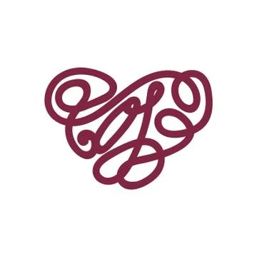 Vector scribble line heart art Stock Illustration