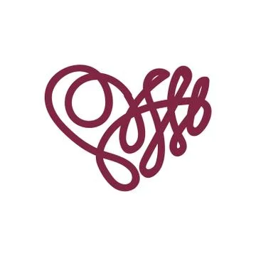 Vector scribble line heart art Stock Illustration