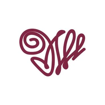 Vector scribble line heart art Stock Illustration