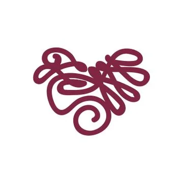 Vector scribble line heart art Illustrazione stock