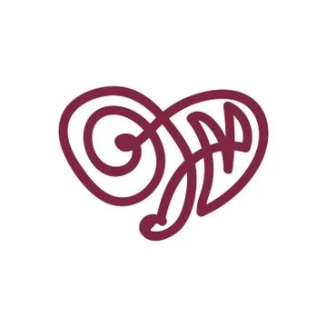 Vector scribble line heart art Stock Illustration