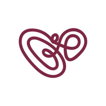 Vector scribble line heart art Stock Illustration