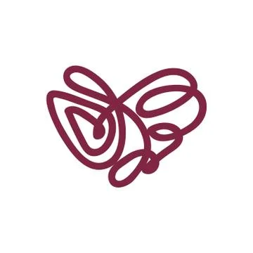 Vector scribble line heart art Stock Illustration