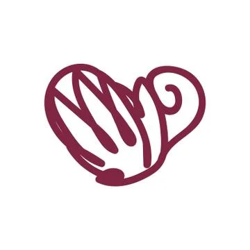 Vector scribble line heart art Stock Illustration