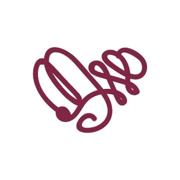 Vector scribble line heart art Illustrazione stock