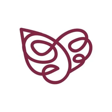 Vector scribble line heart art 스톡 일러스트