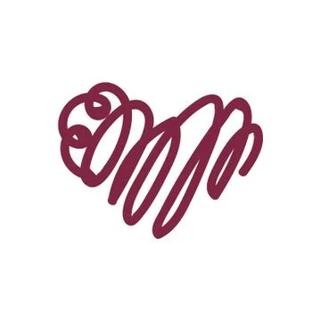 Vector scribble line heart art Stock Illustration
