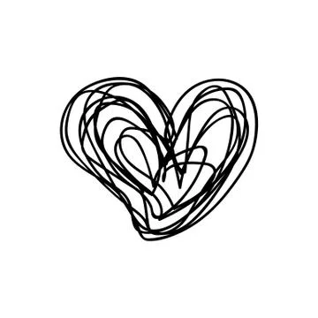 Vector scribble line heart art Stock Illustration