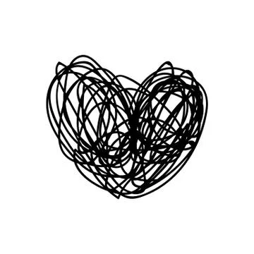 Vector scribble line heart art Stock Illustration