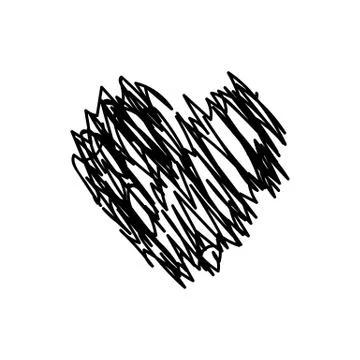 Vector scribble line heart art 스톡 일러스트