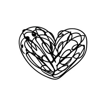 Vector scribble line heart art Stock Illustration
