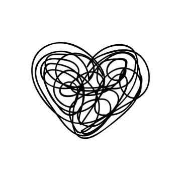 Vector scribble line heart art Stock Illustration