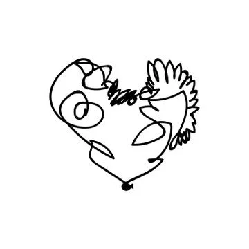 Vector scribble line heart art Stock-Illustration