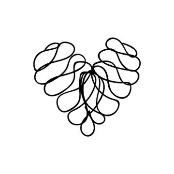 Vector scribble line heart art 스톡 일러스트