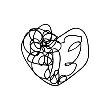 Vector scribble line heart art Stock Illustration