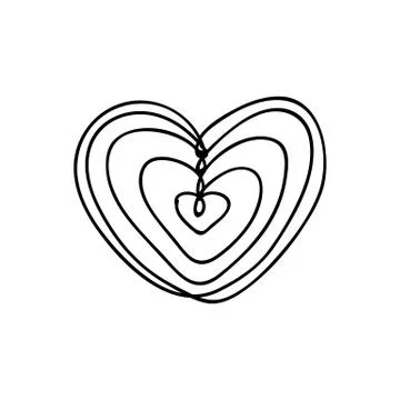 Vector scribble line heart art Stock Illustration