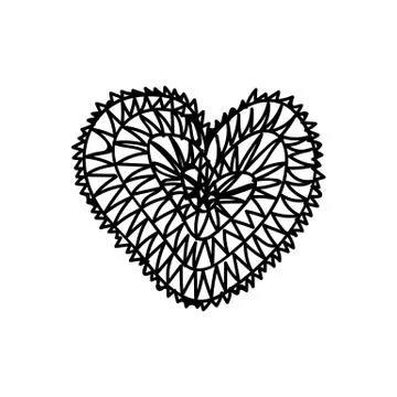 Vector scribble line heart art Illustrazione stock