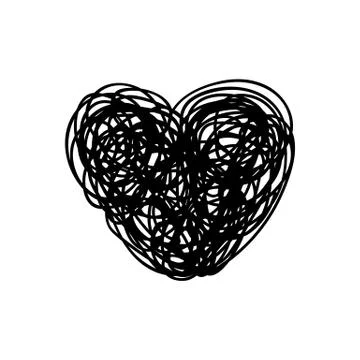 Vector scribble line heart art Stock Illustration