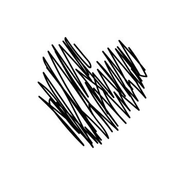 Vector scribble line heart art Stock Illustration