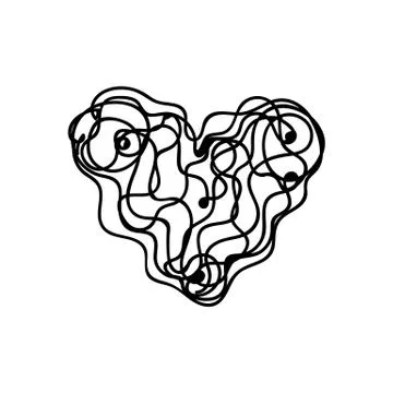 Vector scribble line heart art Stock Illustration