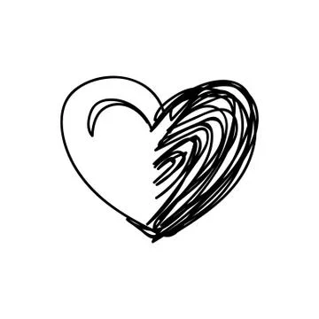 Vector scribble line heart art Illustrazione stock