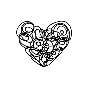 Vector scribble line heart art Stock Illustration