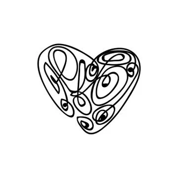 Vector scribble line heart art Stock Illustration