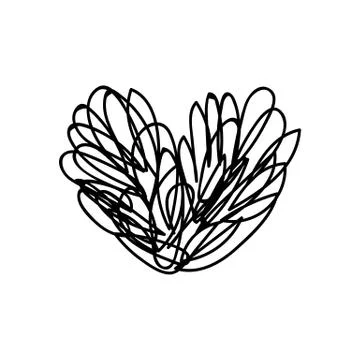 Vector scribble line heart art Stock Illustration