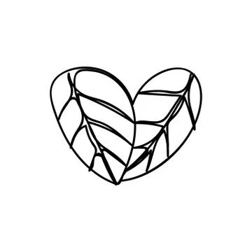 Vector scribble line heart art Stock Illustration