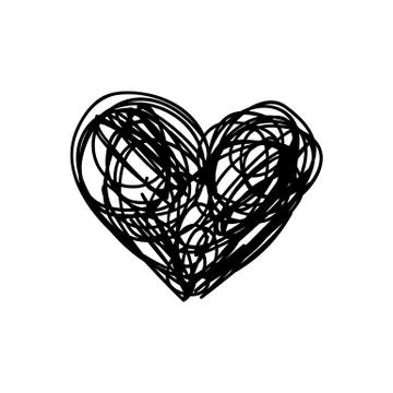 Vector scribble line heart art Illustrazione stock