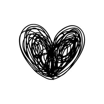 Vector scribble line heart art Stock Illustration