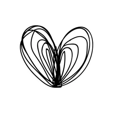 Vector scribble line heart art Stock Illustration