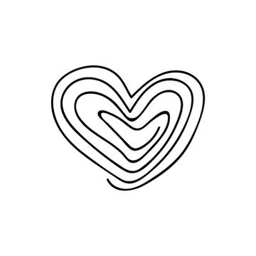 Vector scribble line heart art Illustrazione stock
