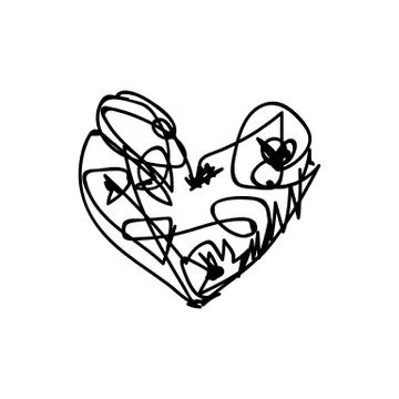 Vector scribble line heart art Stock Illustration