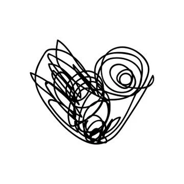 Vector scribble line heart art Stock Illustration