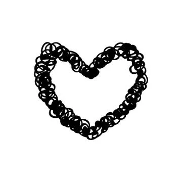 Vector scribble line heart art Stock Illustration