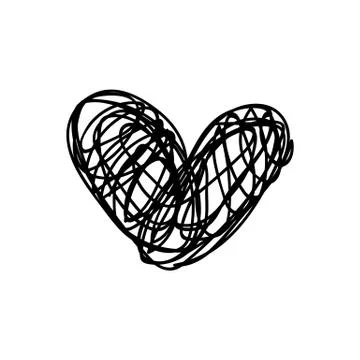 Vector scribble line heart art Illustrazione stock