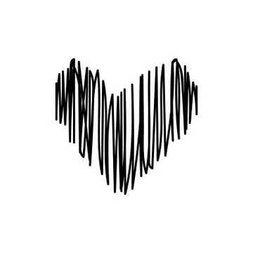 Vector scribble line heart art Illustrazione stock